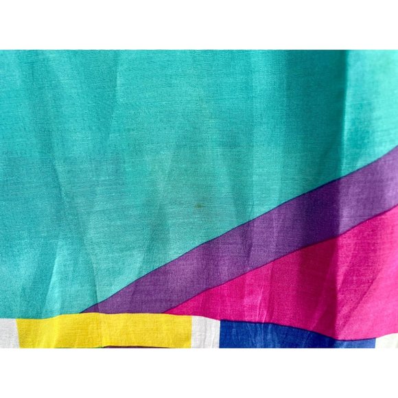 Vintage Scarf by Echo Geometric MOD in Green Purple Yellow Midcentury Pattern. - Picture 8 of 10